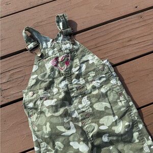 Baby Carhartt Green Camo Overalls with Pink Heart